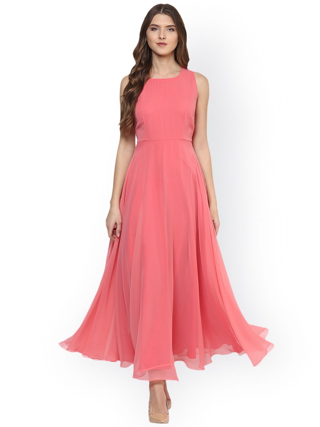 

MABISH by Sonal Jain Women Peach-Coloured Solid Maxi Dress