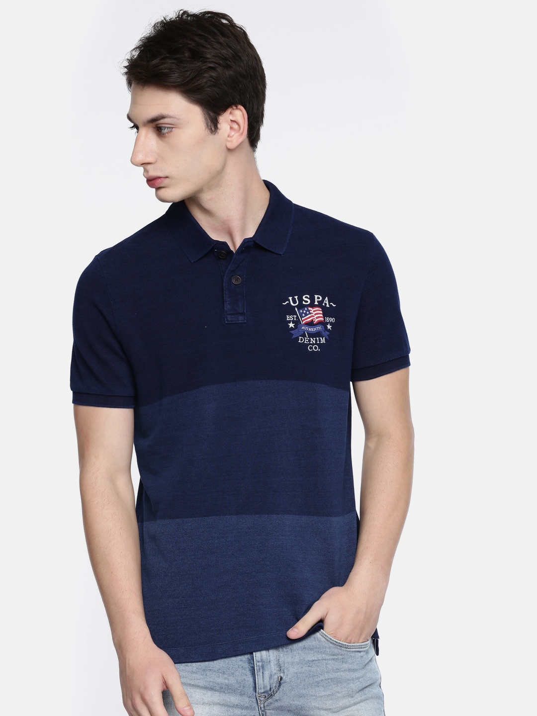 

U.S. Polo Assn. Denim Co. Men Blue Polo Collar T-shirt