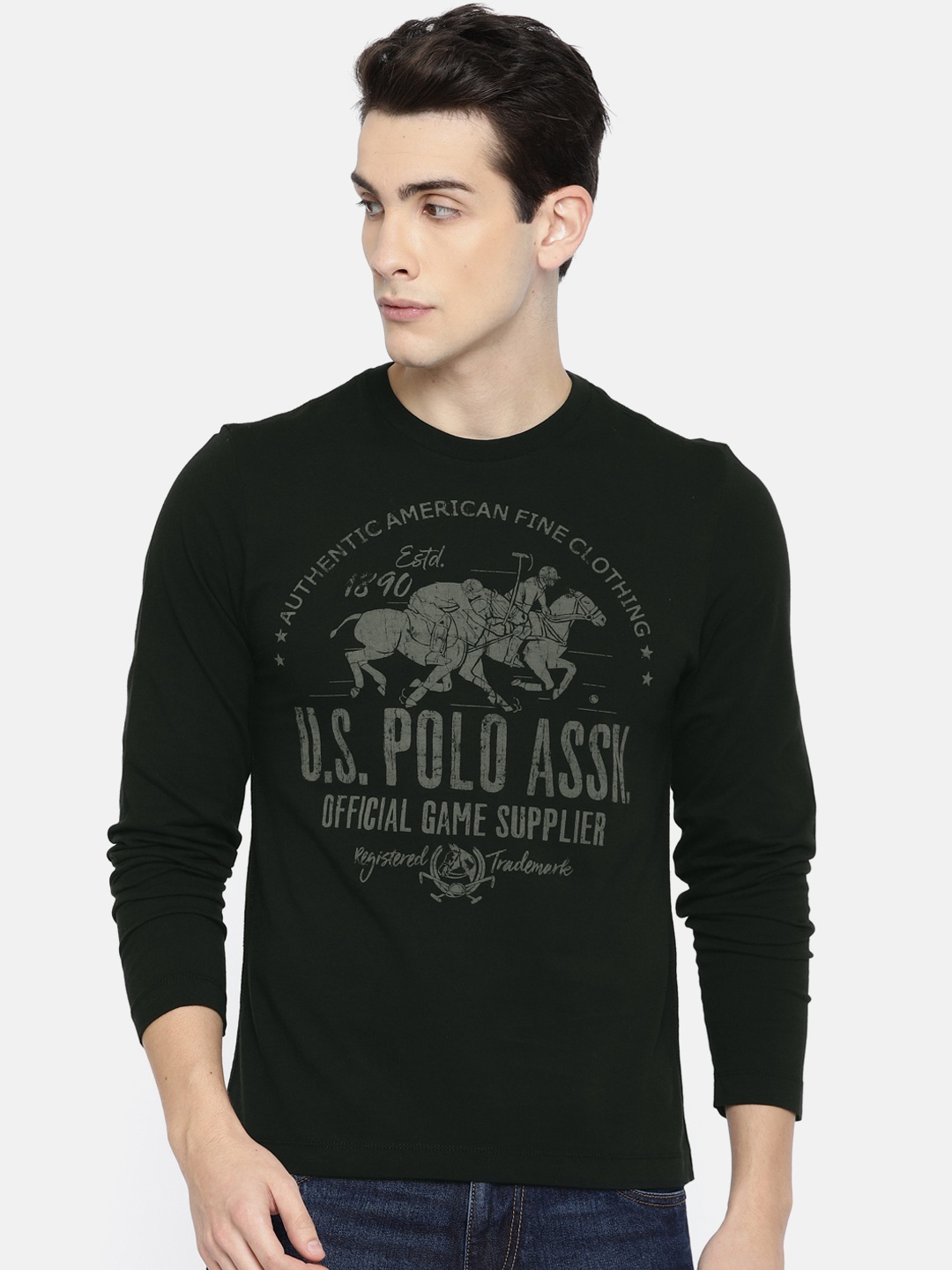 

U.S. Polo Assn. Denim Co. Men Black Printed Round Neck T-shirt