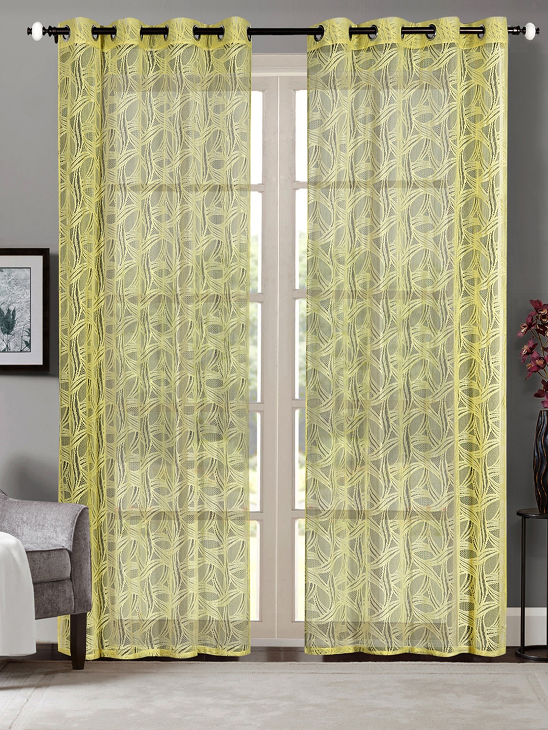 

Deco Window Yellow Set of 2 Door Curtains