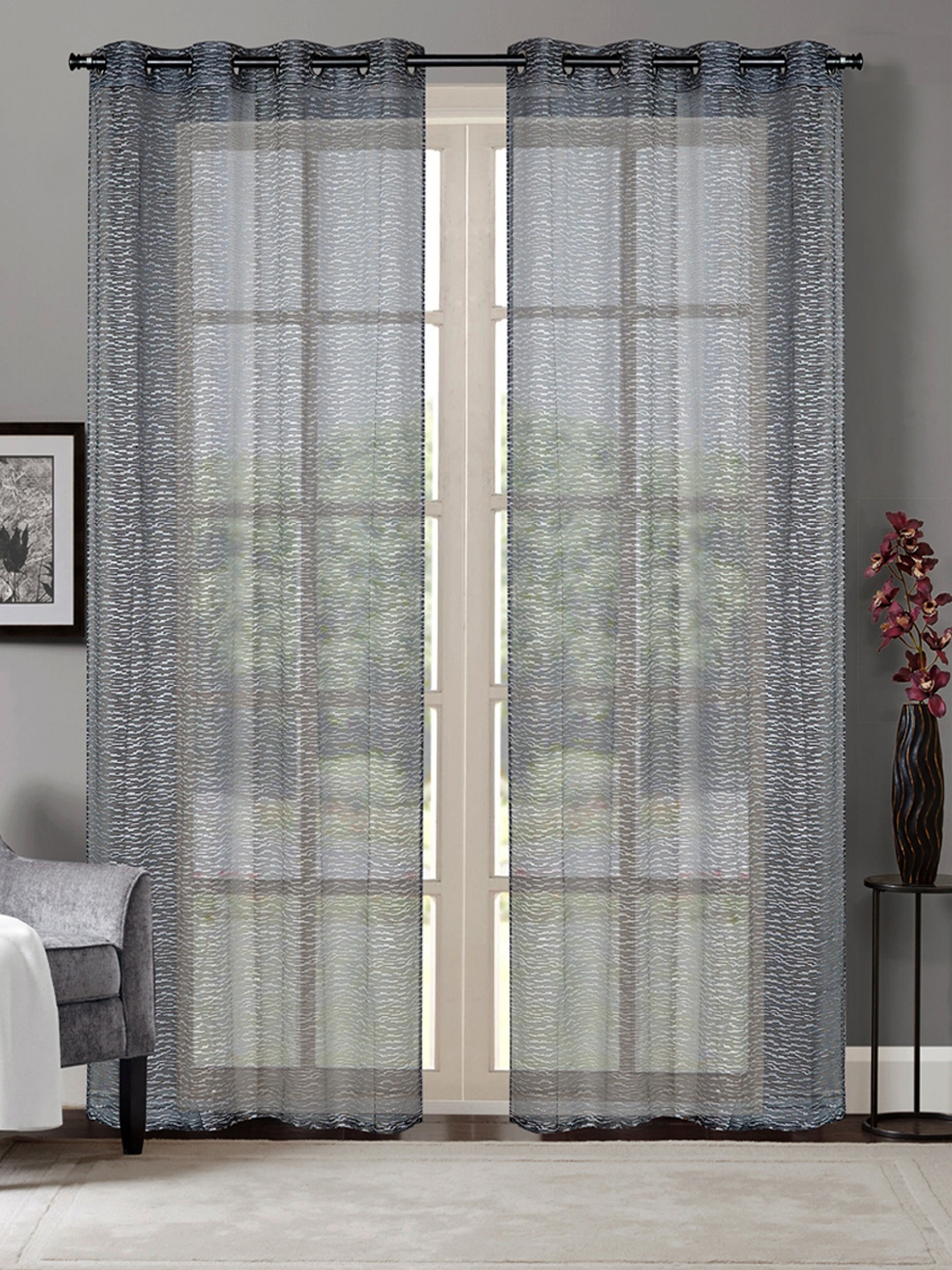 

Deco Window Grey Sheer Door Curtains