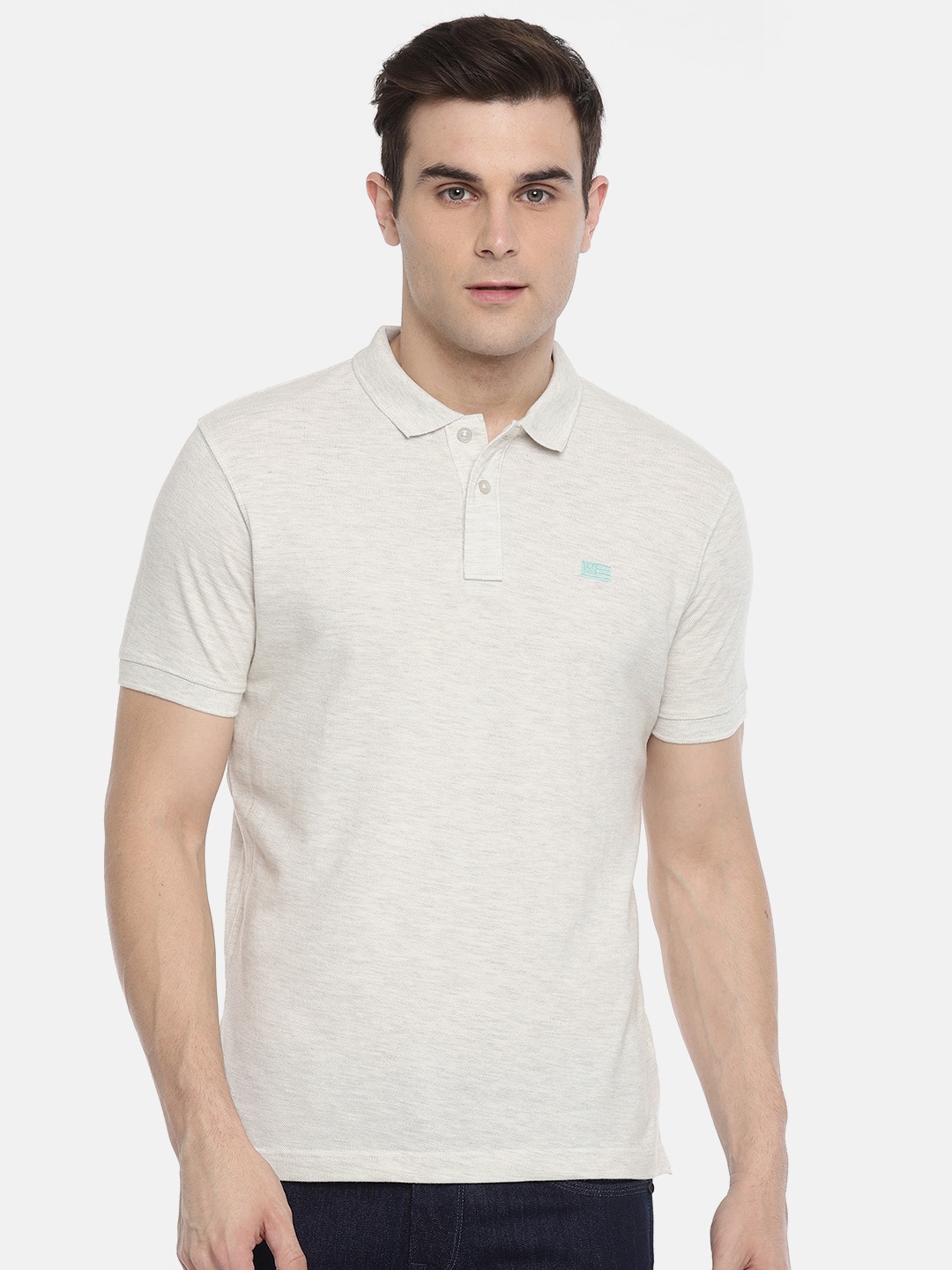 

Wrangler Men Off-White Solid Polo Collar T-shirt