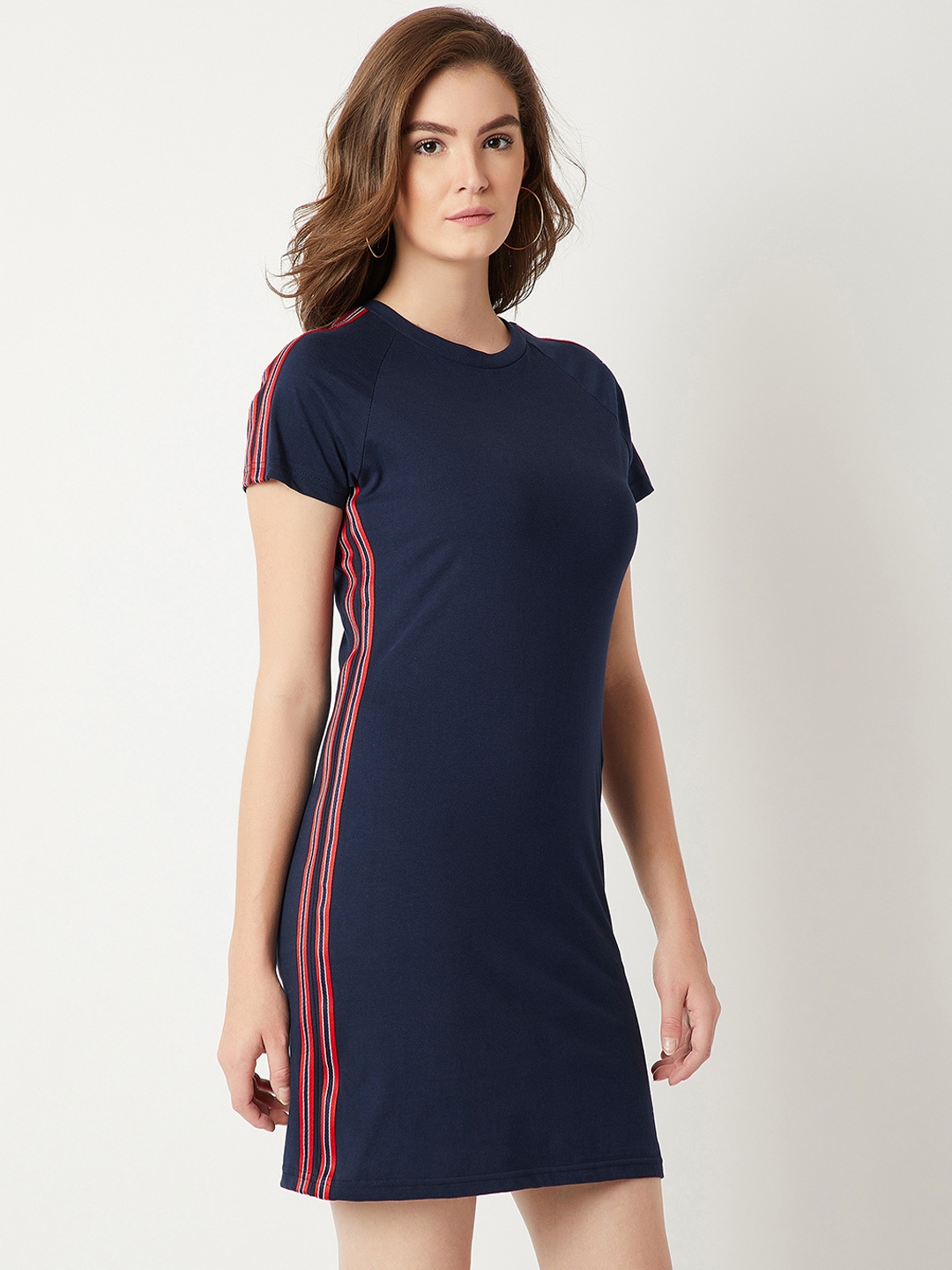 

Miss Chase Women Navy Blue Solid T-shirt Dress