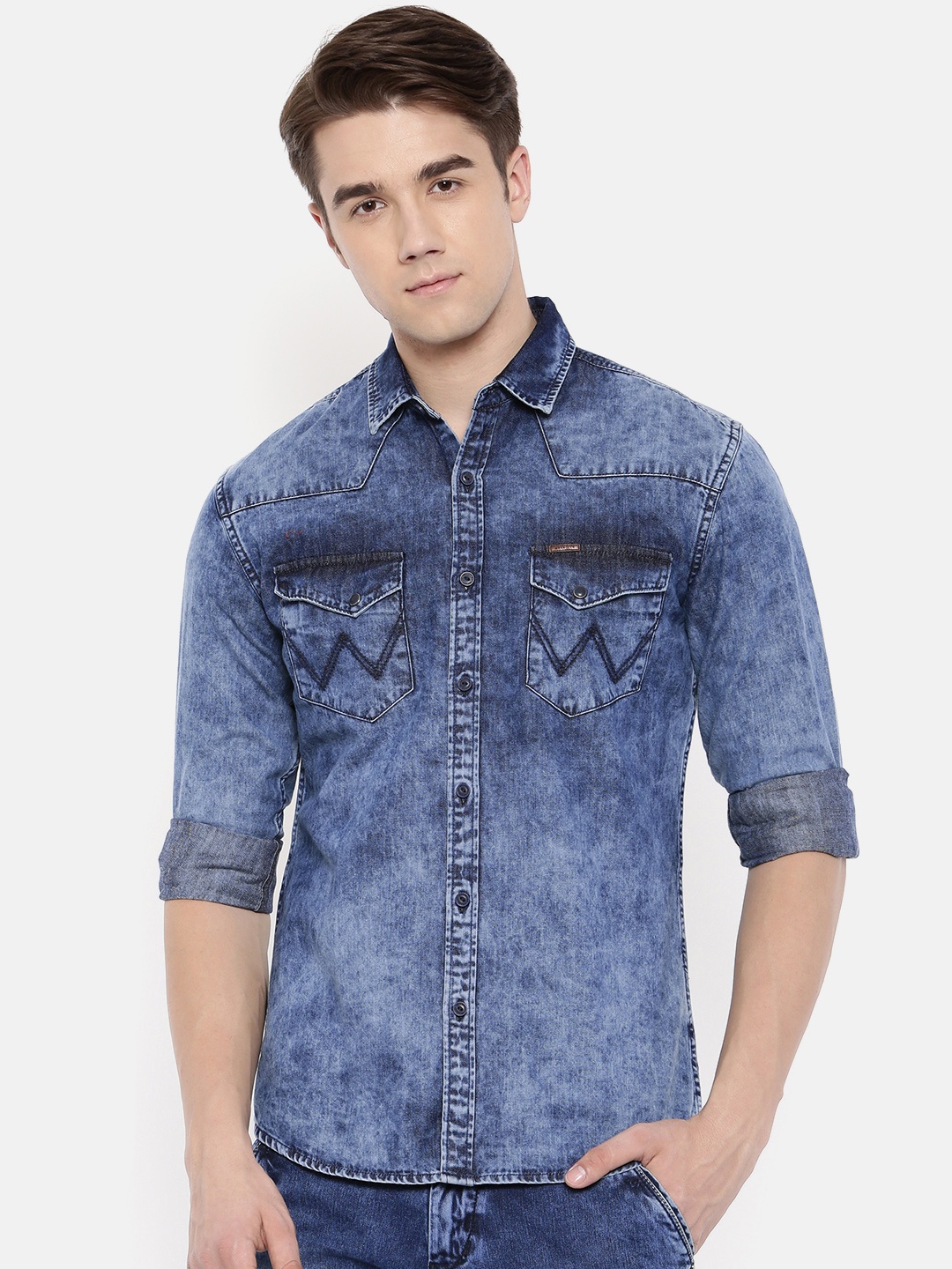 

Wrangler Men Blue Slim Fit Denim Casual Shirt