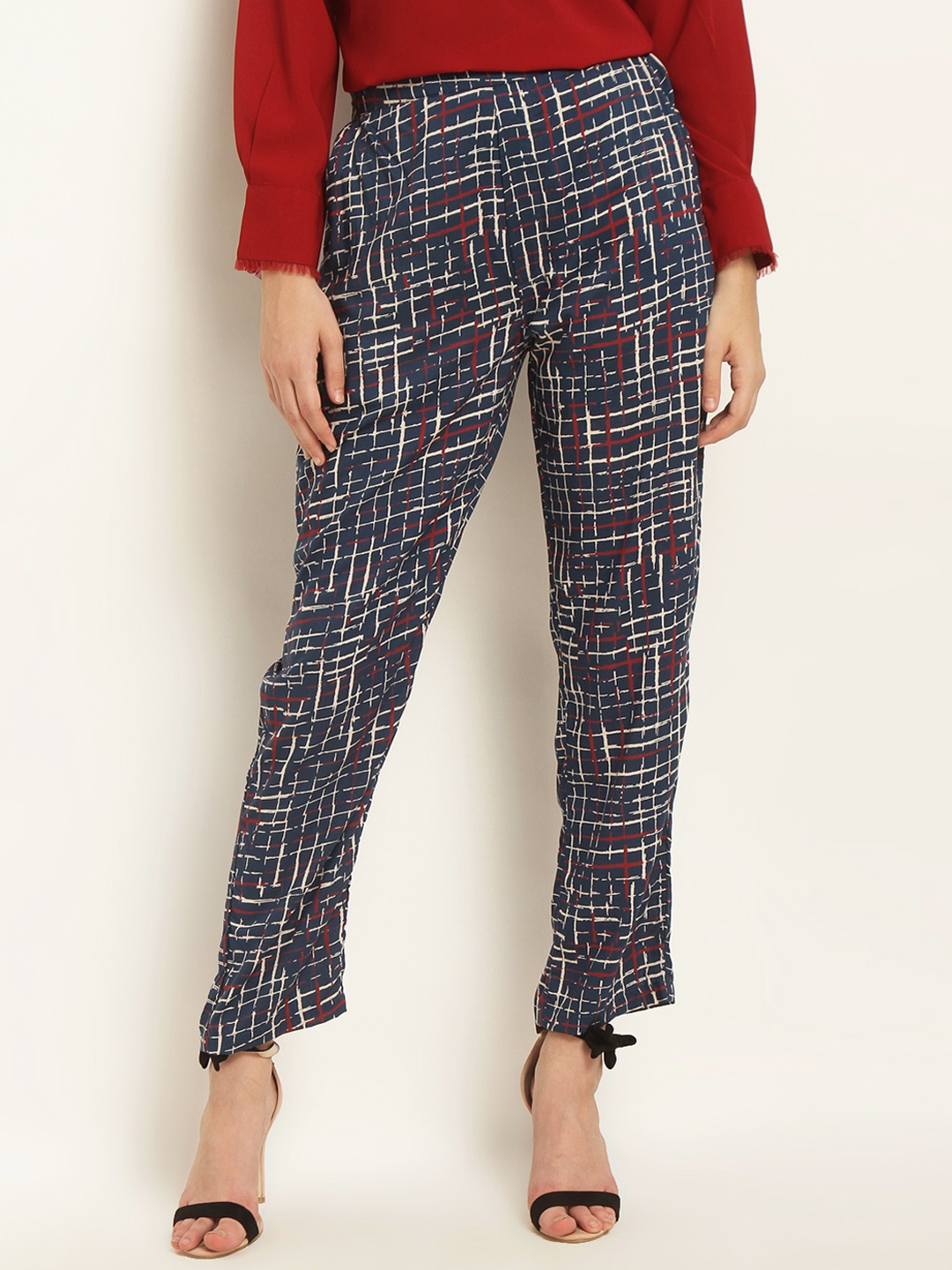 

Marie Clarie Women Blue Printed Trousers