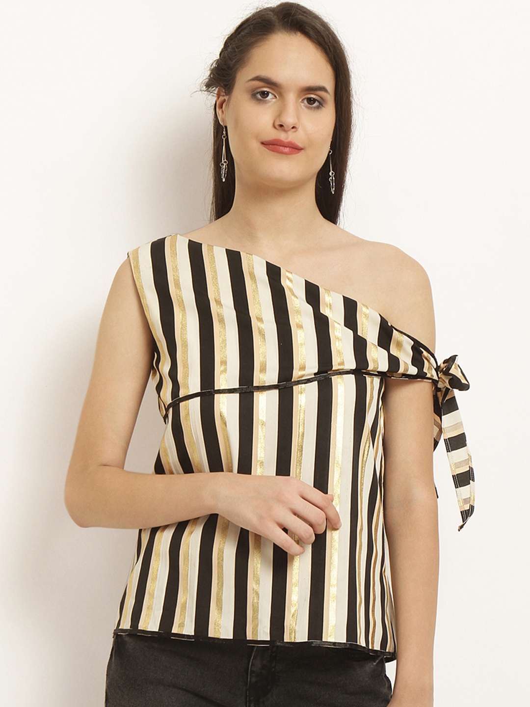 

Marie Claire Women Cream-Coloured Striped Top