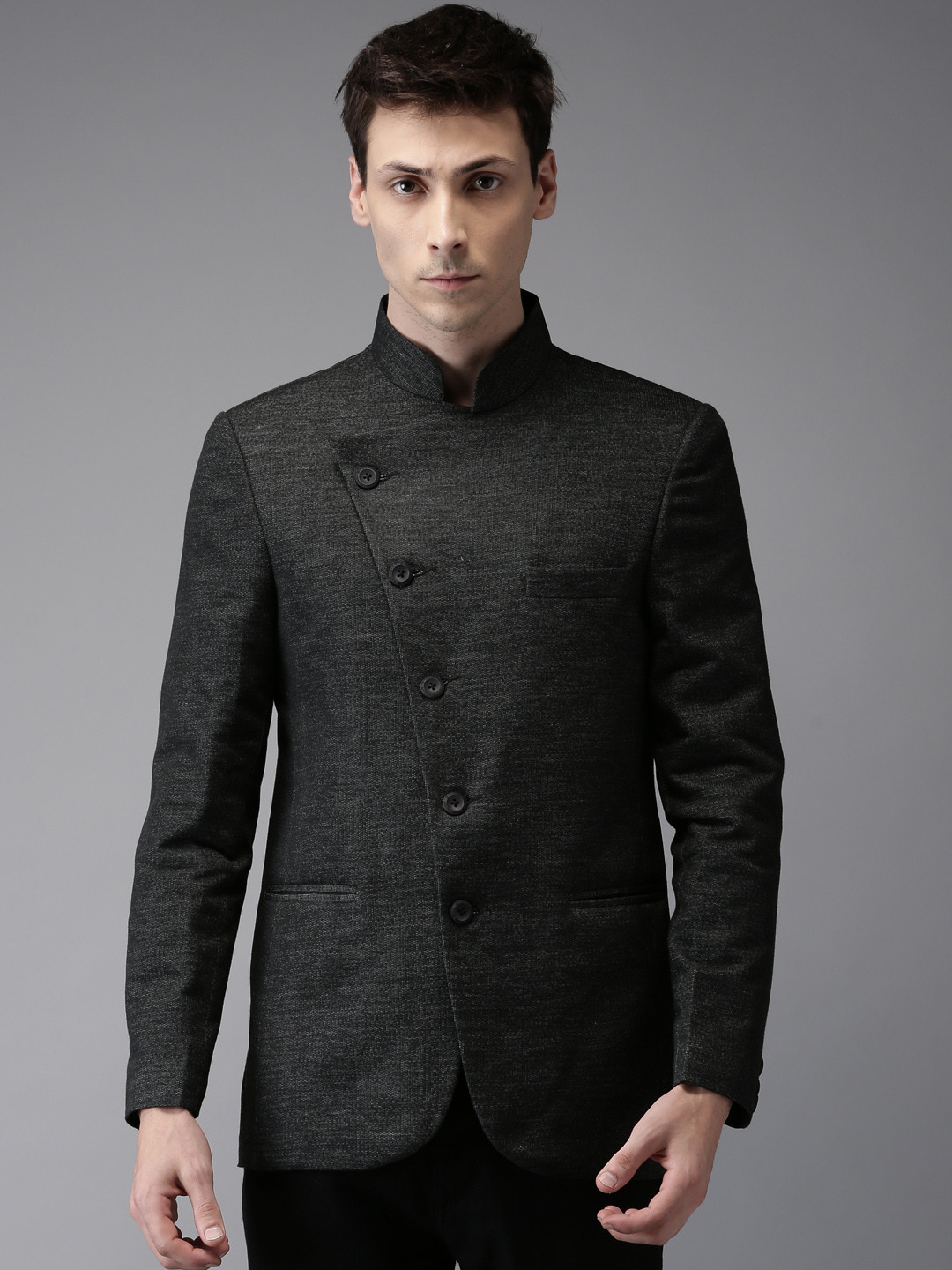 

The Indian Garage Co Black Slim Fit Solid Casual Blazer