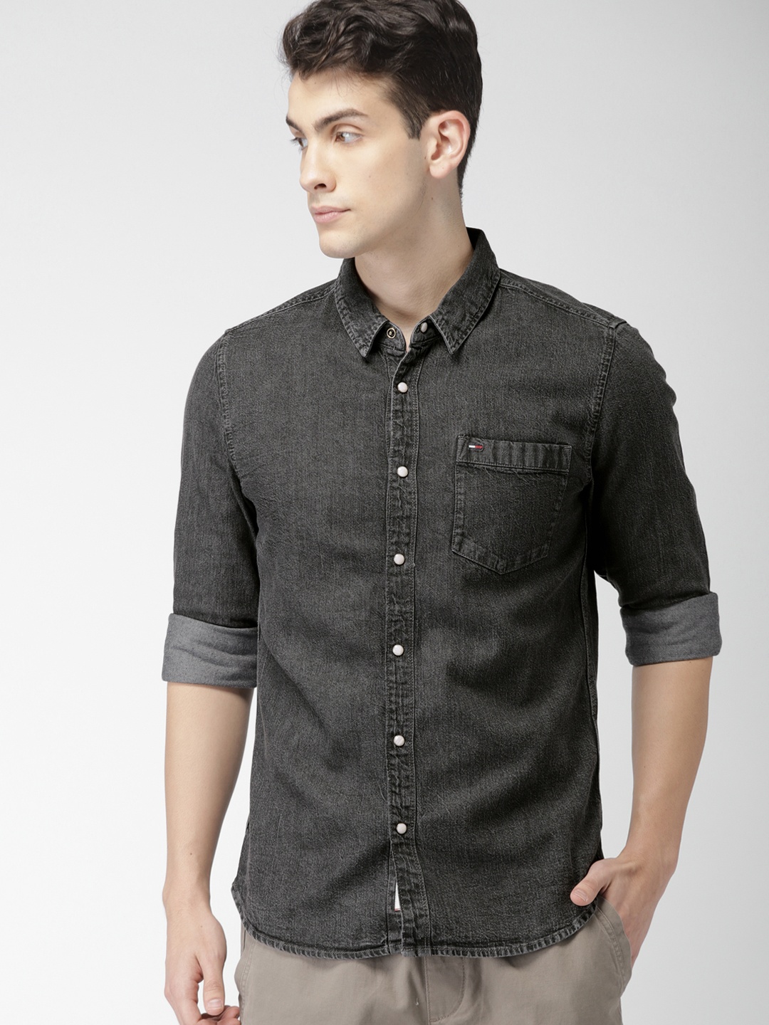 

Tommy Hilfiger Men Black Regular Fit Faded Casual Shirt
