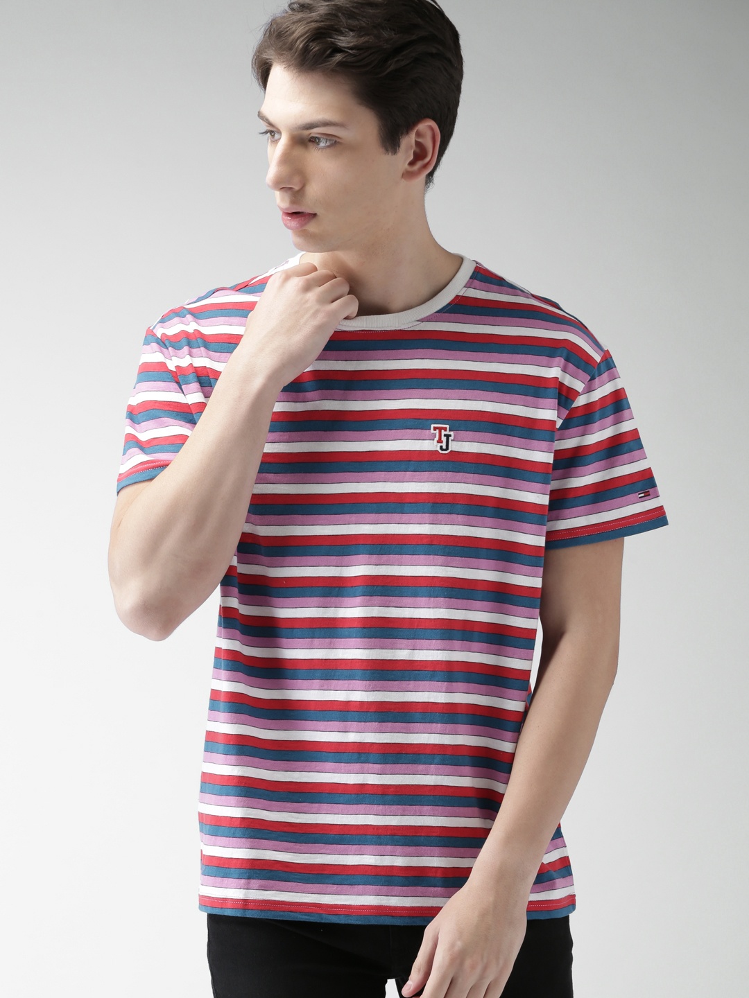 

Tommy Hilfiger Men White Striped Round Neck T-shirt