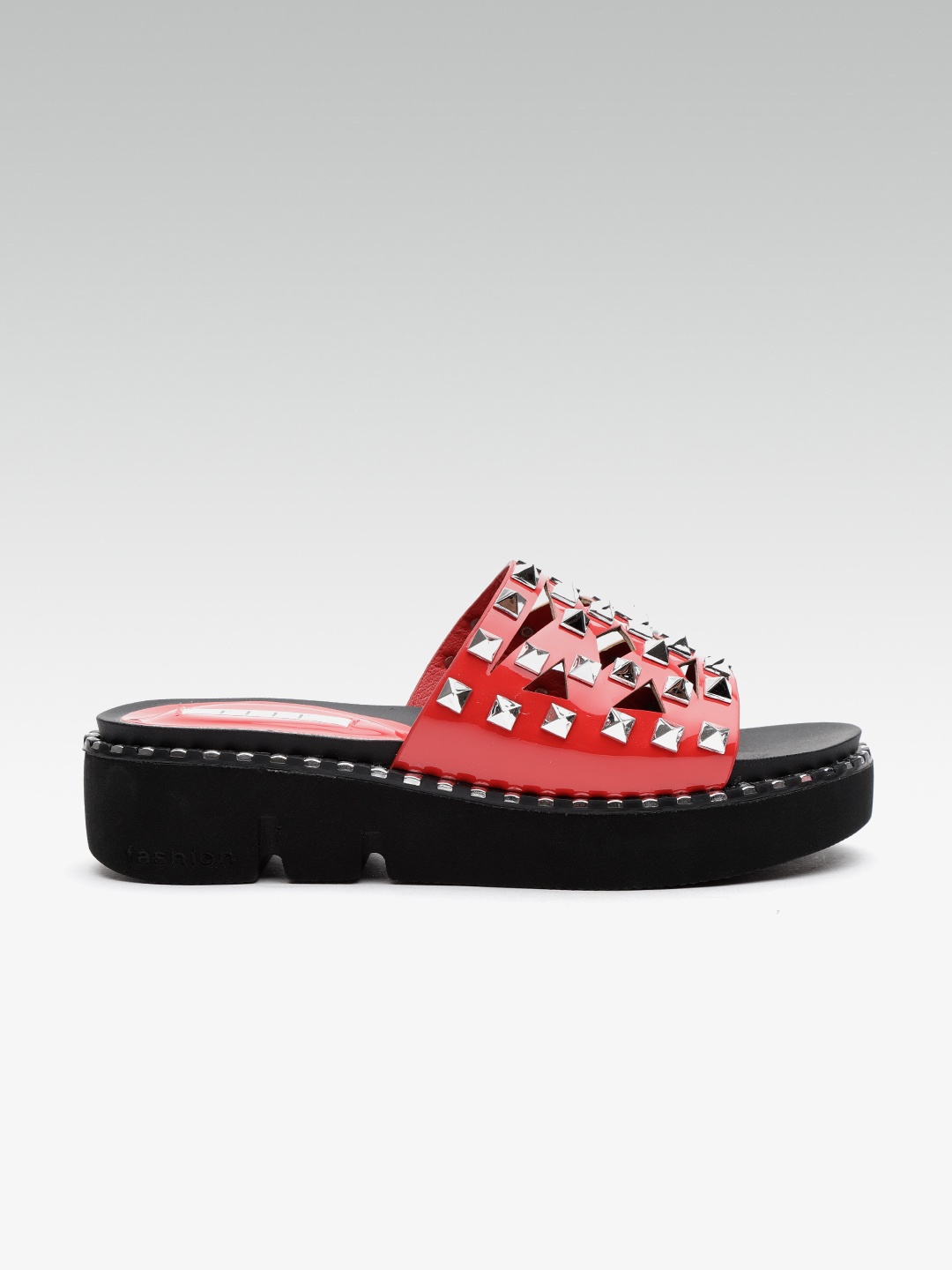 

ELLE Women Red Studded Flatforms
