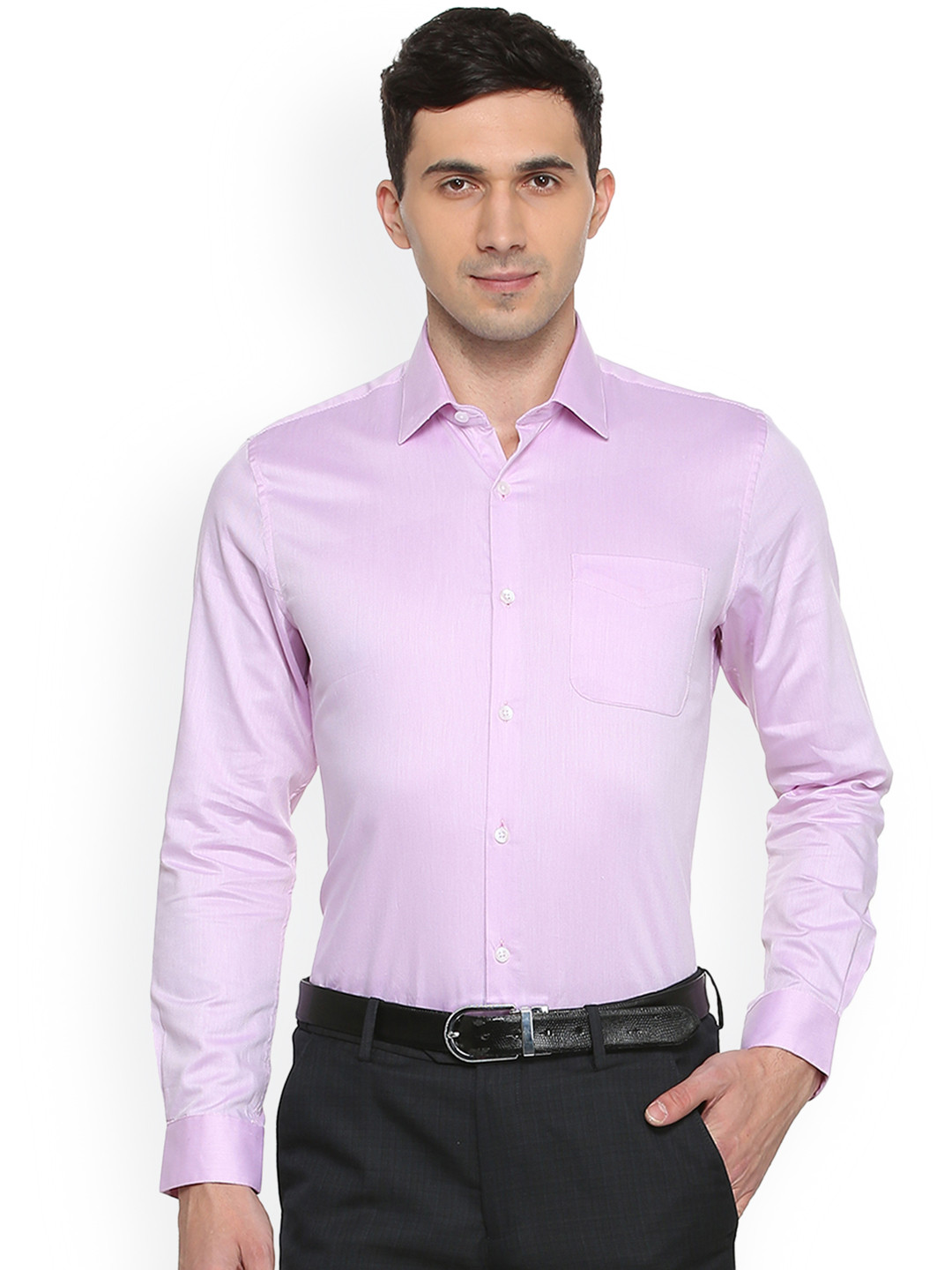 

Peter England Elite Men White & Lavender Formal Printed Shirt