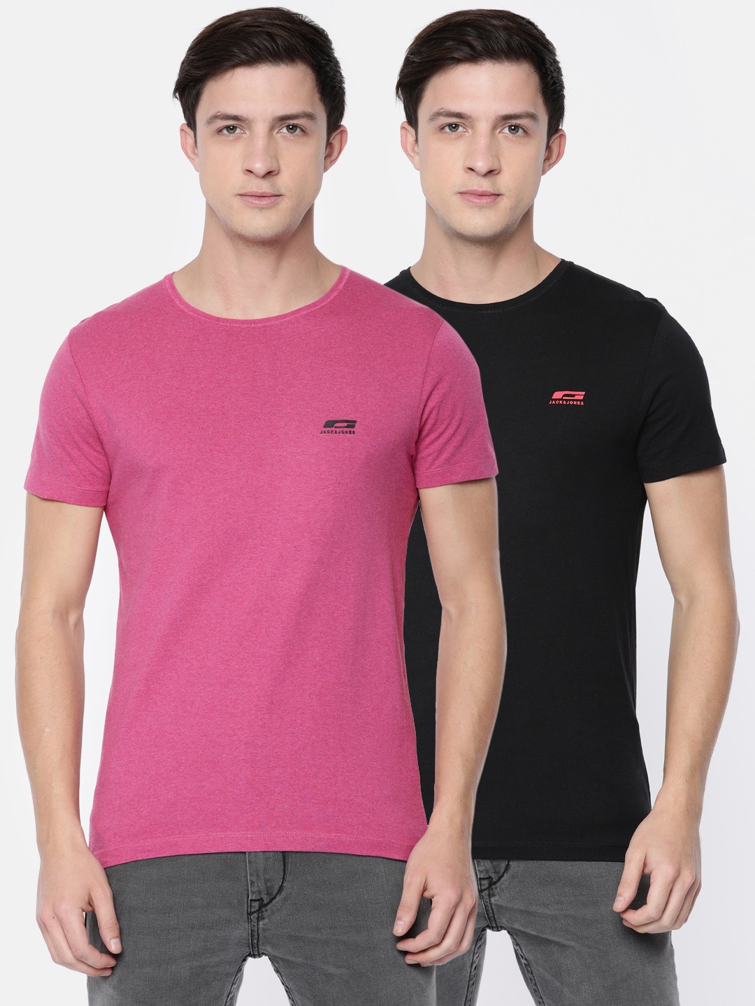 

Jack Jones Pack of 2 Pure Cotton T-shirts, Pink