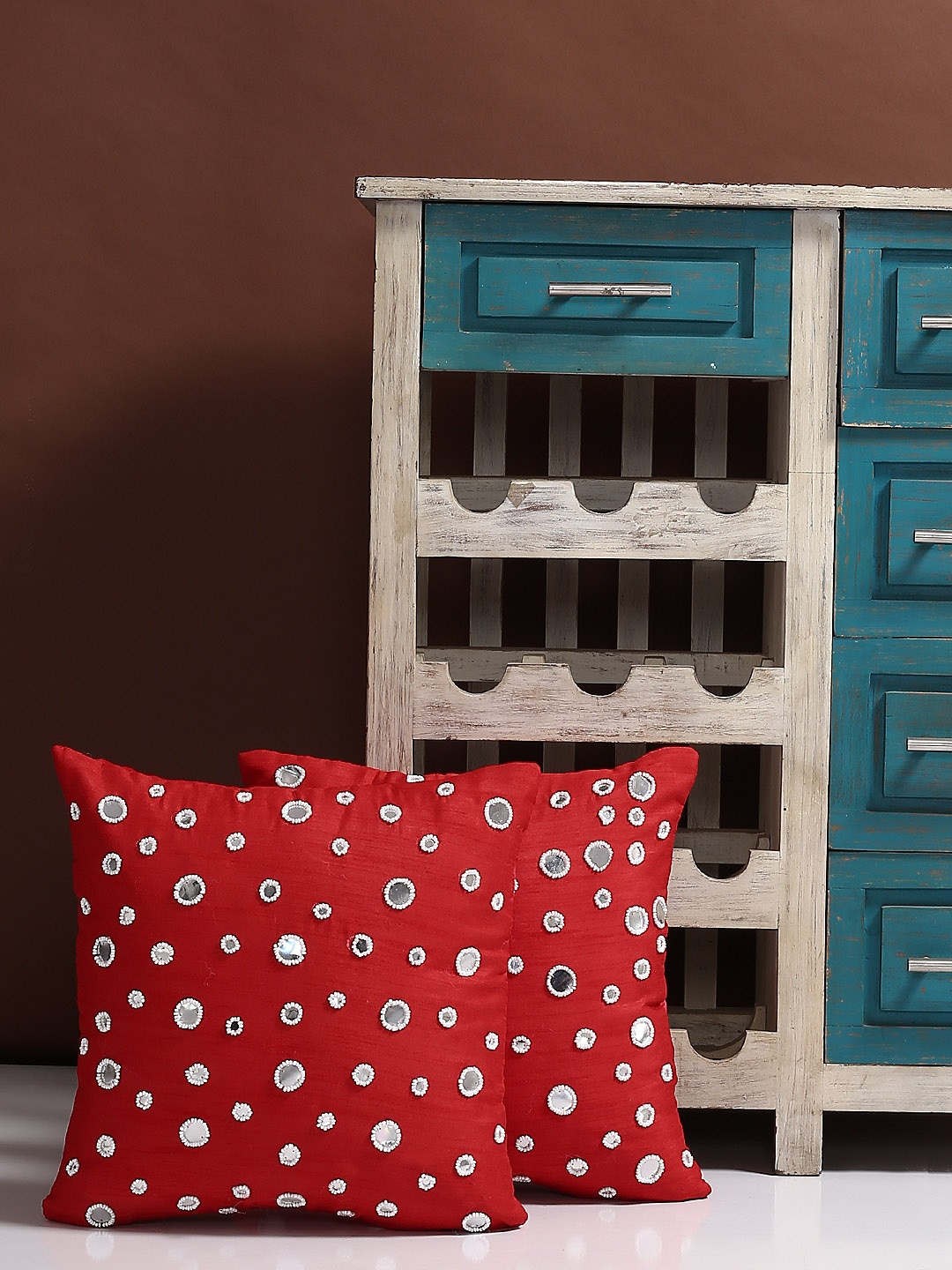 

Alina decor 40.6 cm x 40.6 cm Set of 2 Cushion Covers, Red