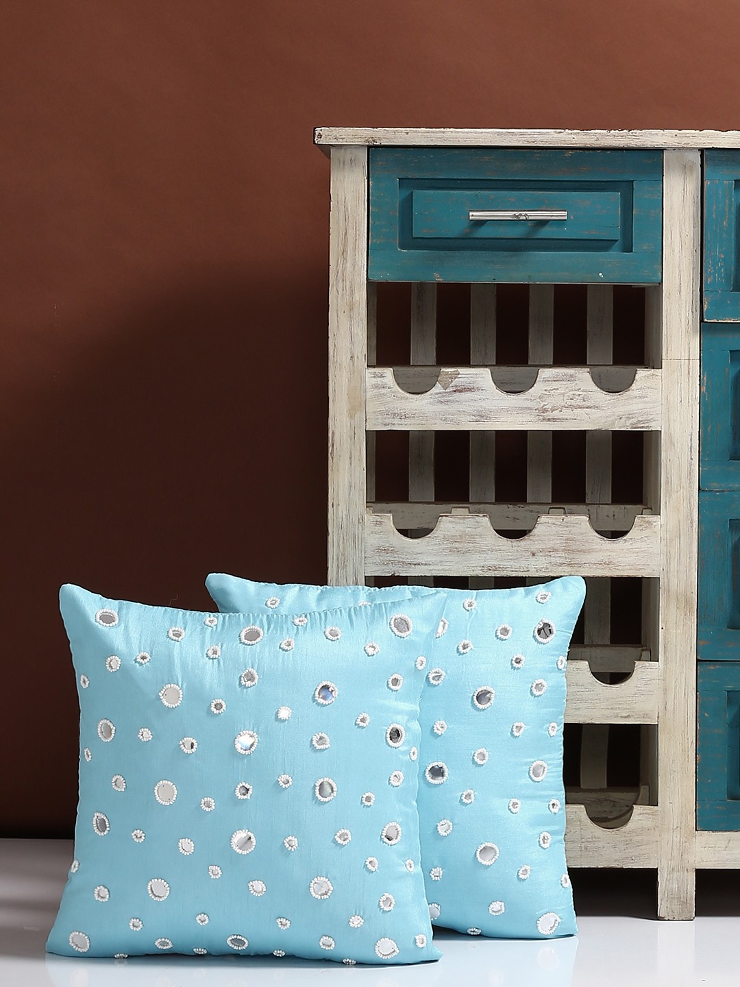 

Alina decor 40.6 cm x 40.6 cm Set of 2 Cushion Covers, Blue