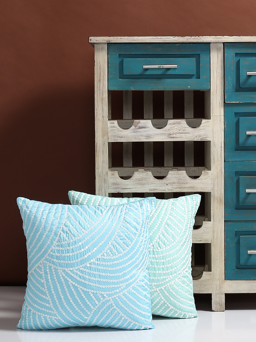 

Alina Decor Blue Set of 2 Square Cushion Covers