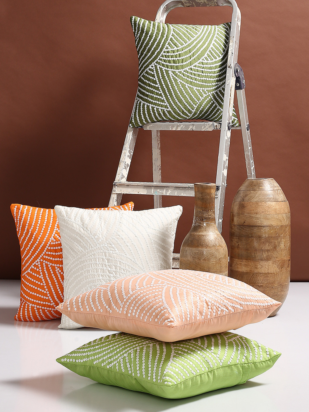 

Alina decor Set of 5 Embellished Square Cushion Covers, Multi