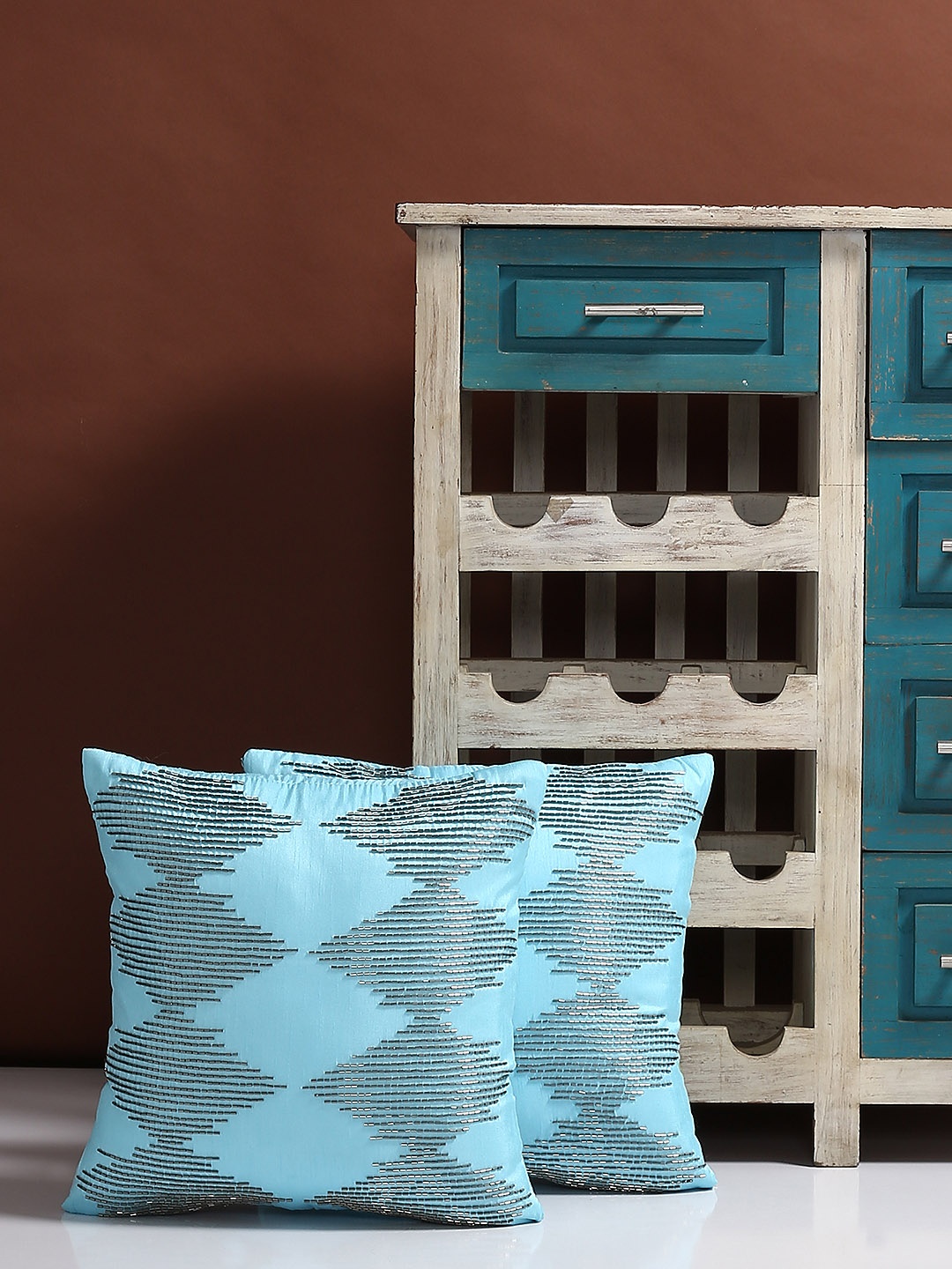 

Alina decor 40.6 cm x 40.6 cm Set of 2 Cushion Covers, Blue