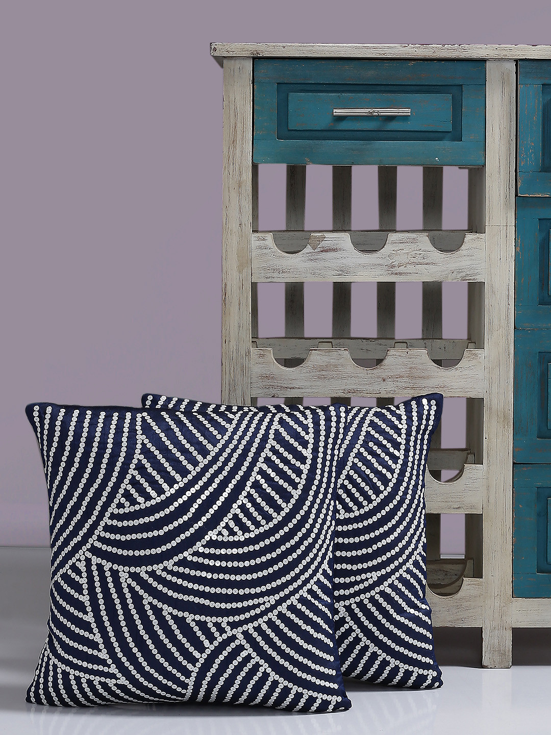 

Alina Decor Navy Blue Set of 2 Cushion Covers