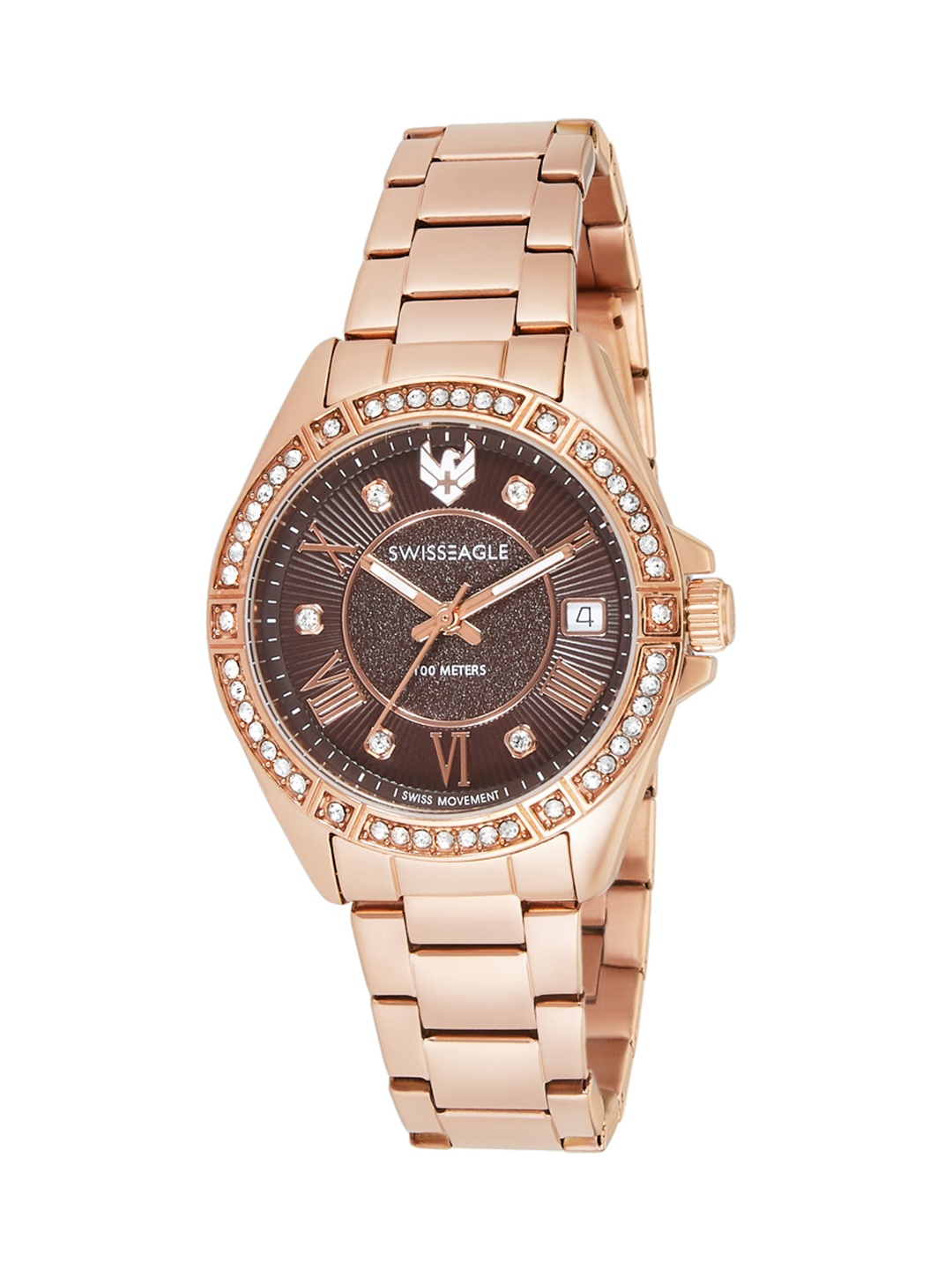 

Swiss Eagle Women Blue & Silver Analog Watch SE-9138-33, Brown