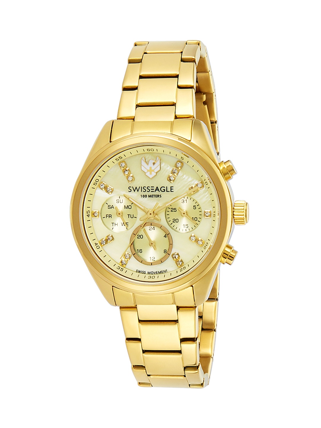 

Swiss Eagle Women Off-White & Gold Multifunctional Watch SE-9137-11
