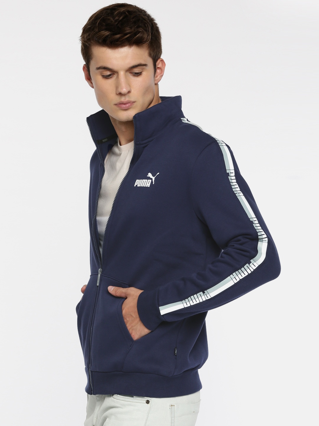 

Puma Navy Blue ELEVATED ESS Tape Hooded Track Sweatshirt