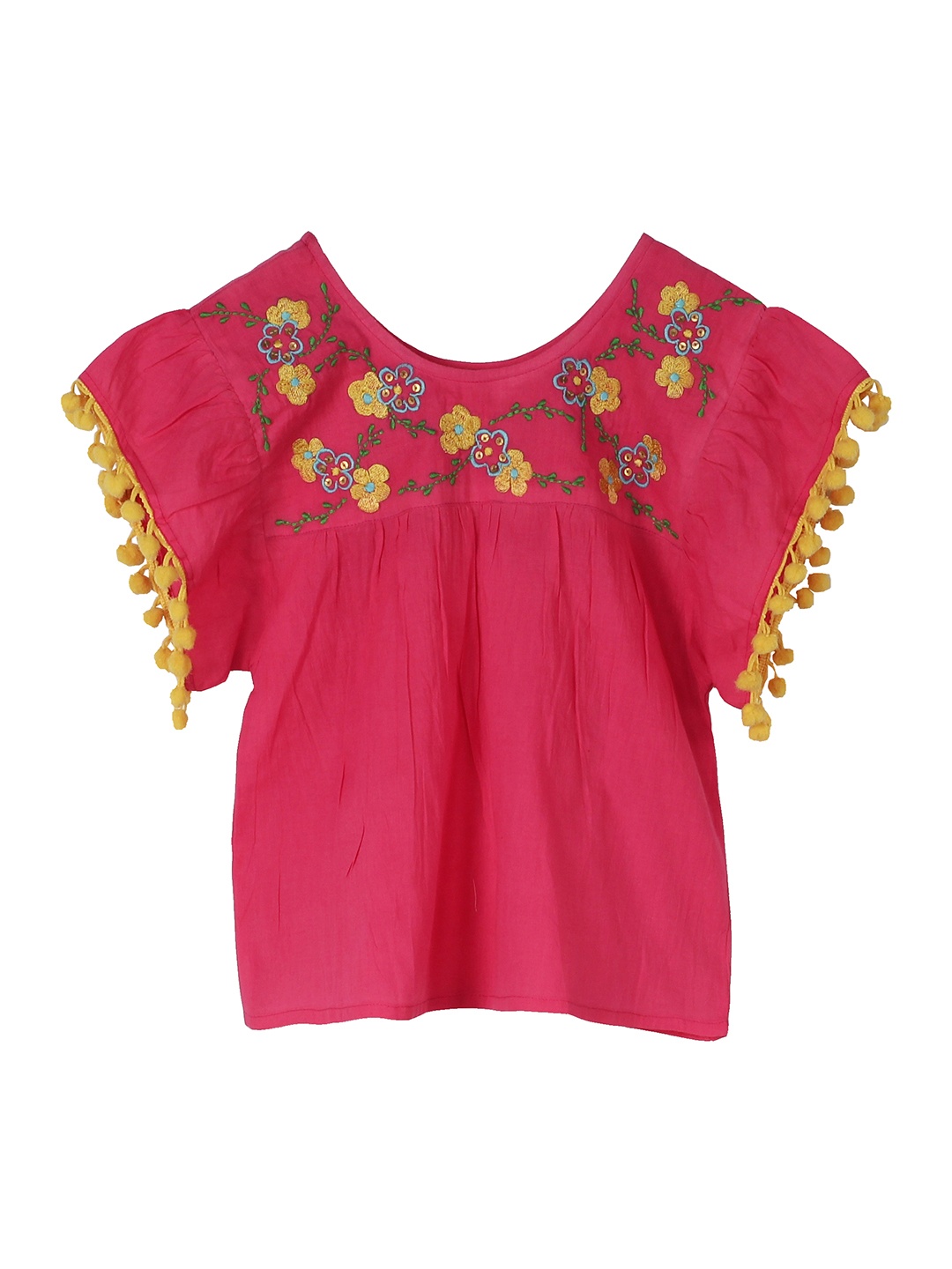 

My Little Lambs Girls Magenta Embroidered Empire Top