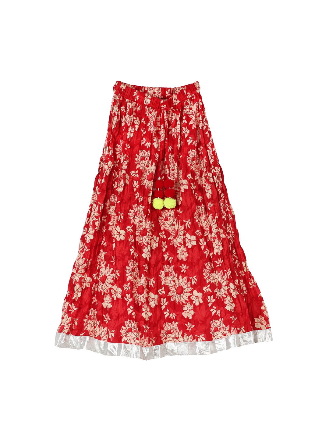 

My Little Lambs Girls Red Printed Maxi Pure Cotton Skirt