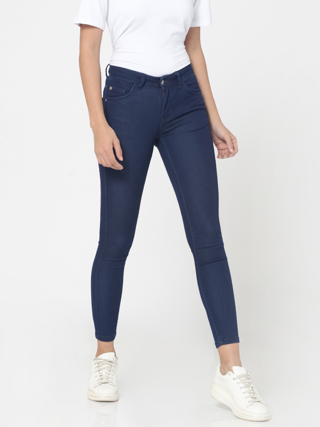 

ONLY Women Blue Slim Fit High-Rise Clean Look Stretchable Cropped Jeans
