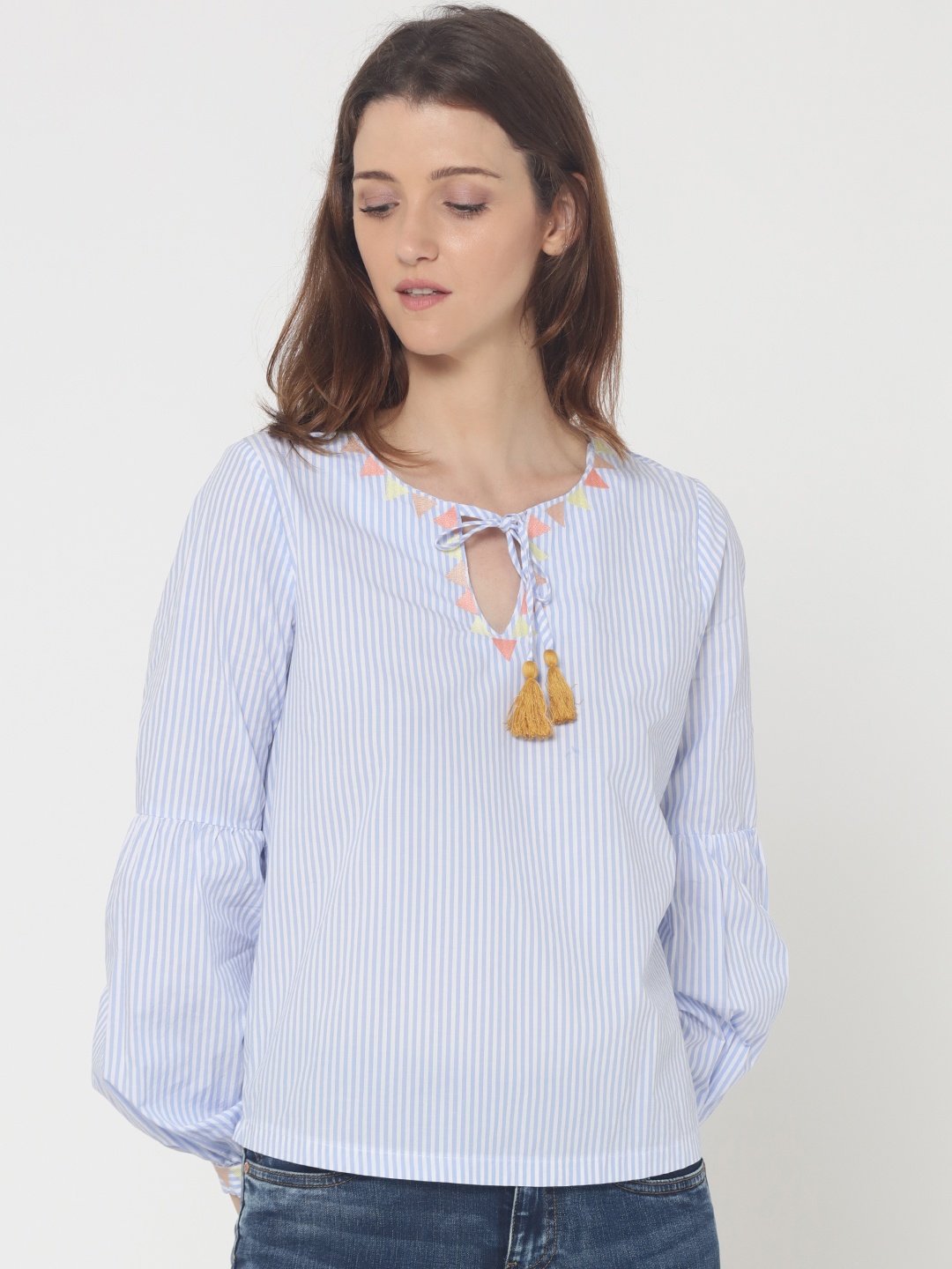 

ONLY Women Blue Striped Top