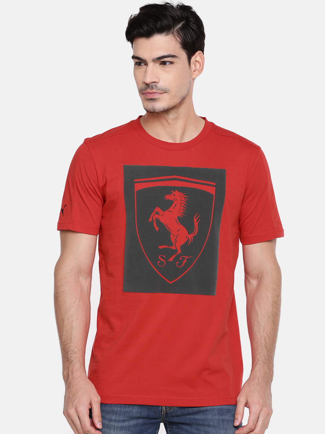 

PUMA Motorsport Red Ferrari Big Shield Printed Pure Cotton Motorsports T-shirt