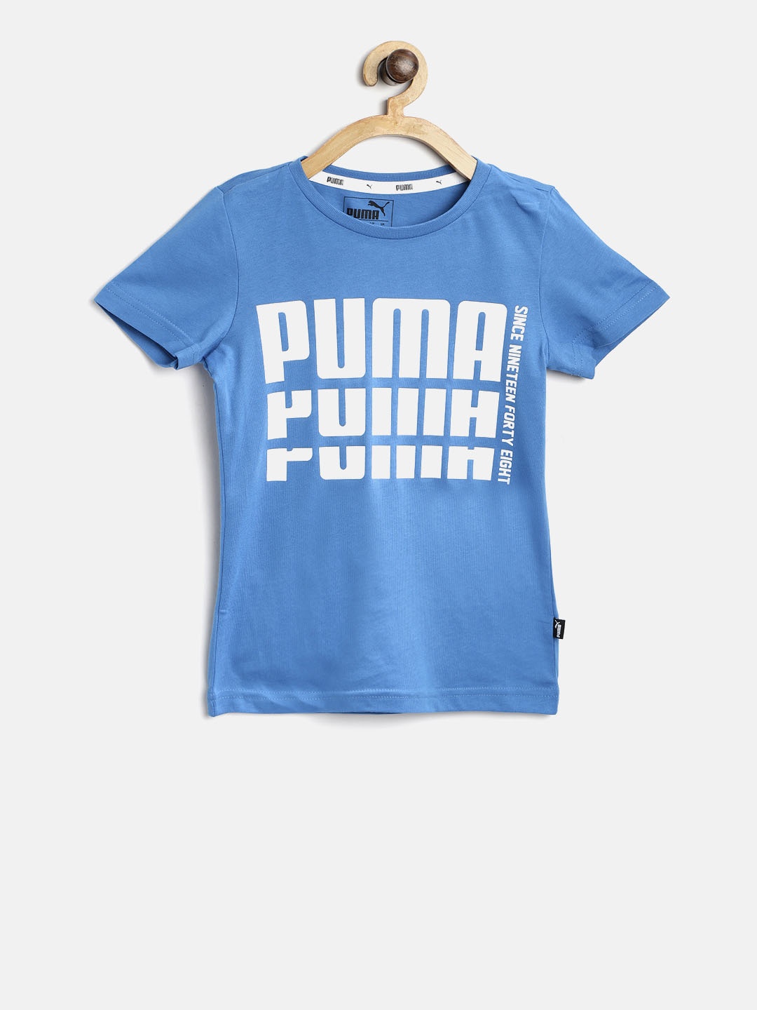 

Puma Boys Blue Rebel Bold Basic Printed Round Neck Pure Cotton T-shirt