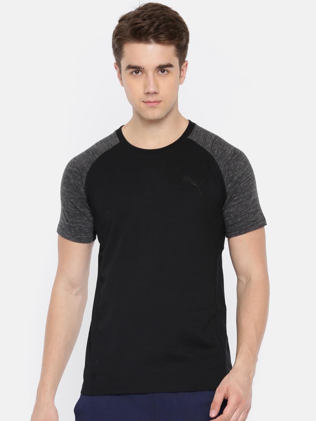 

Puma Men Black Slim Fit Evostripe DryCell Technology T-Shirt