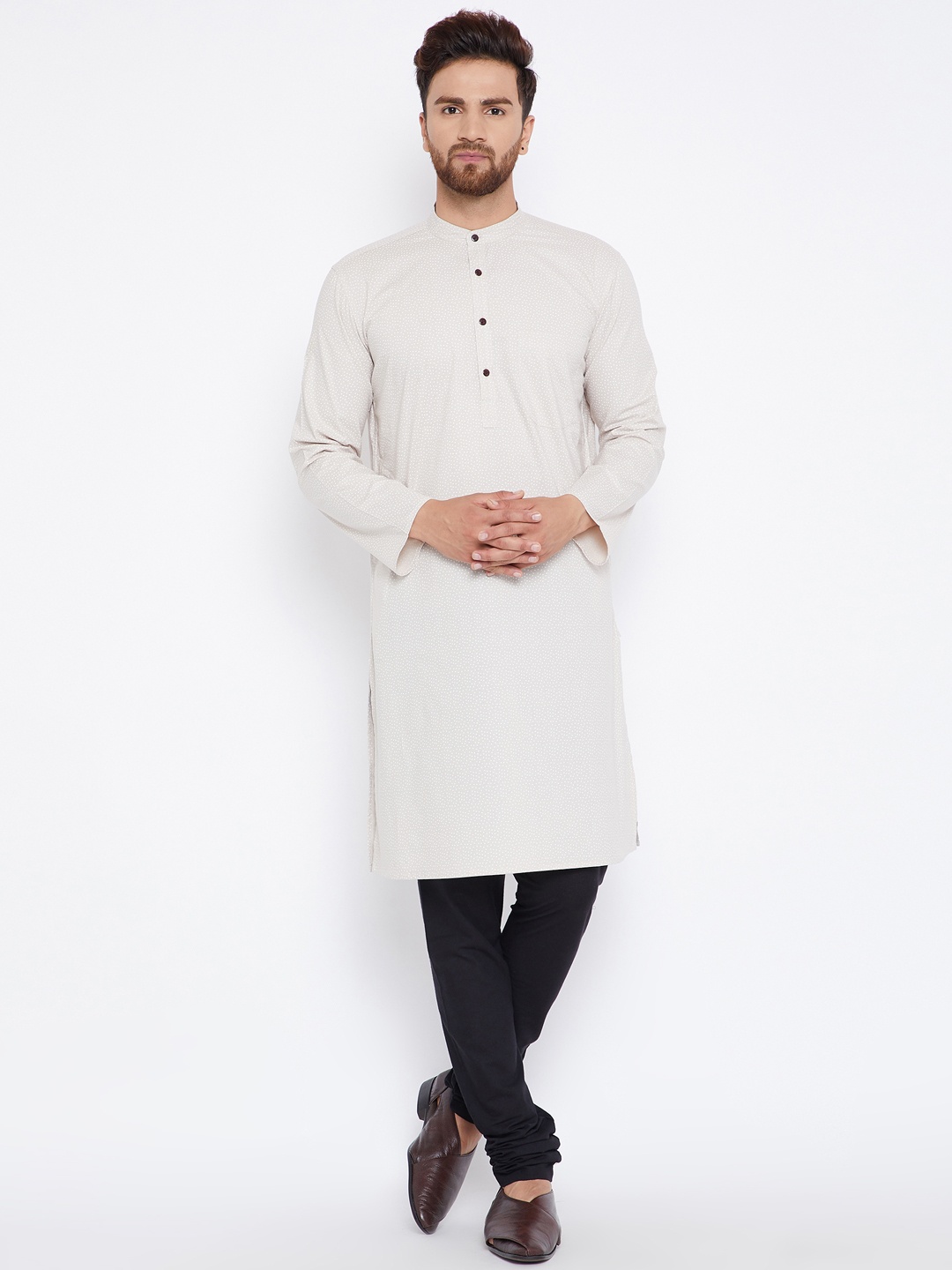 

even Men Beige Printed Kurta