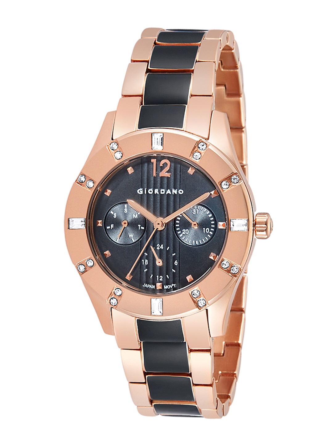 

GIORDANO Women Black & Rose Gold Analogue Watch 2935-22