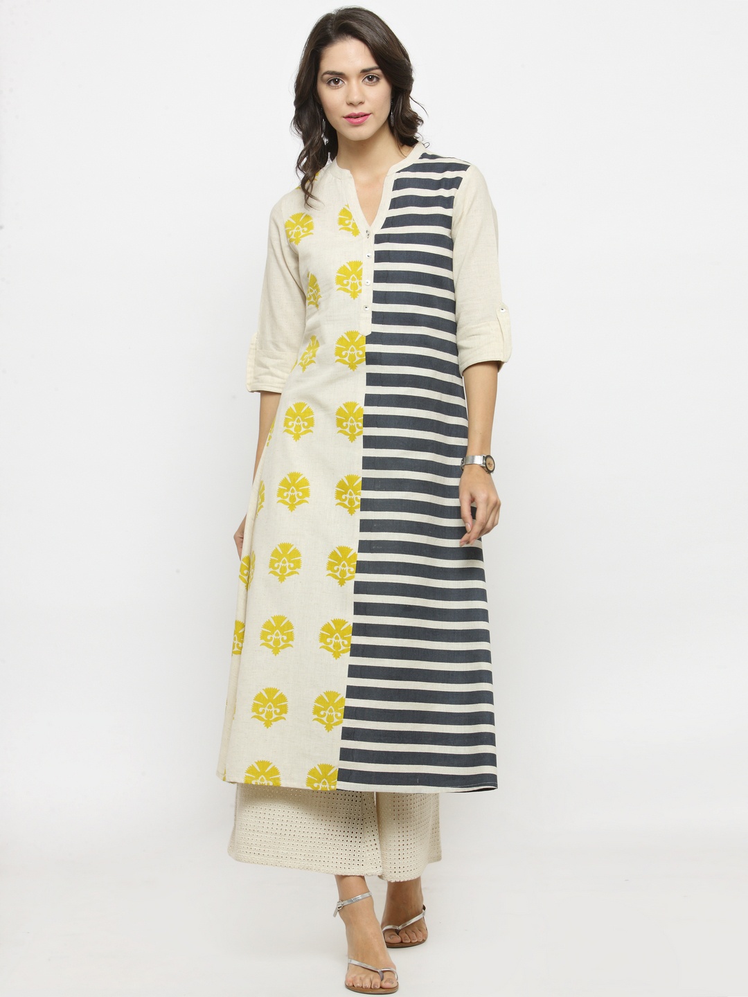 

Varanga Women Off-White & Black Printed Kurta with Palazzos