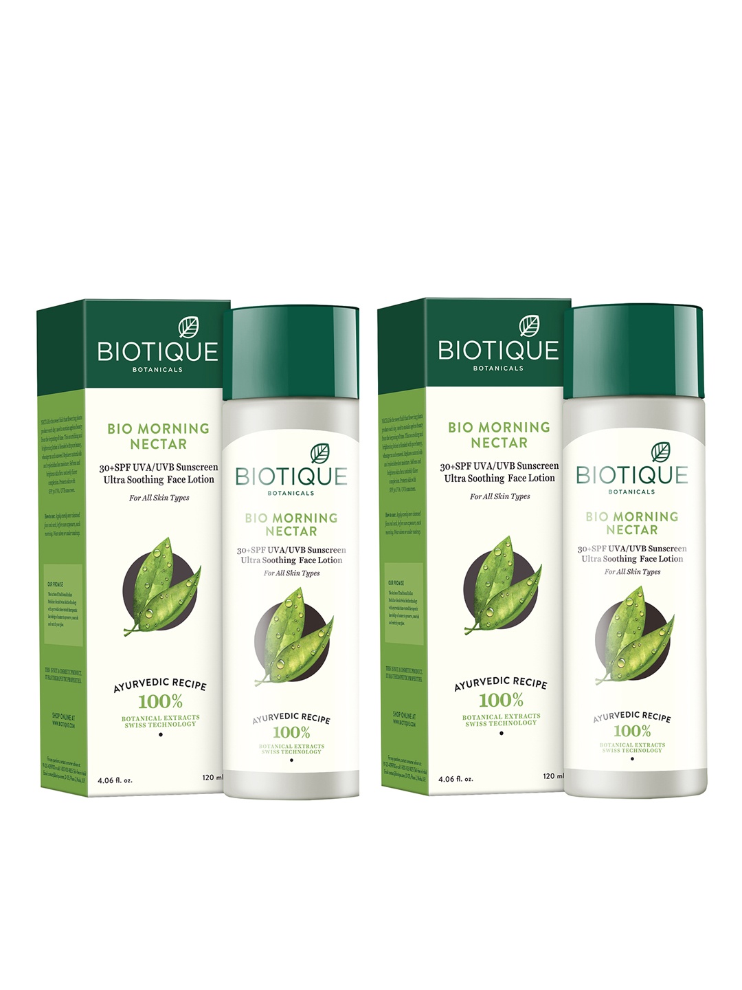 

Biotique Set of 2 Bio Morning Nectar Sunscreen SPF 30+ UVA/UVB, White