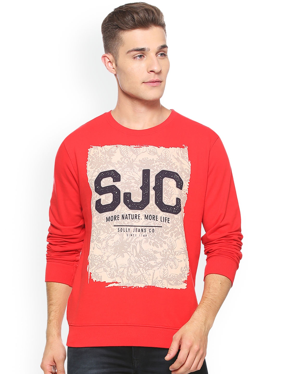 

Solly Jeans Co. Men Red & Peach-Coloured Printed Sweatshirt