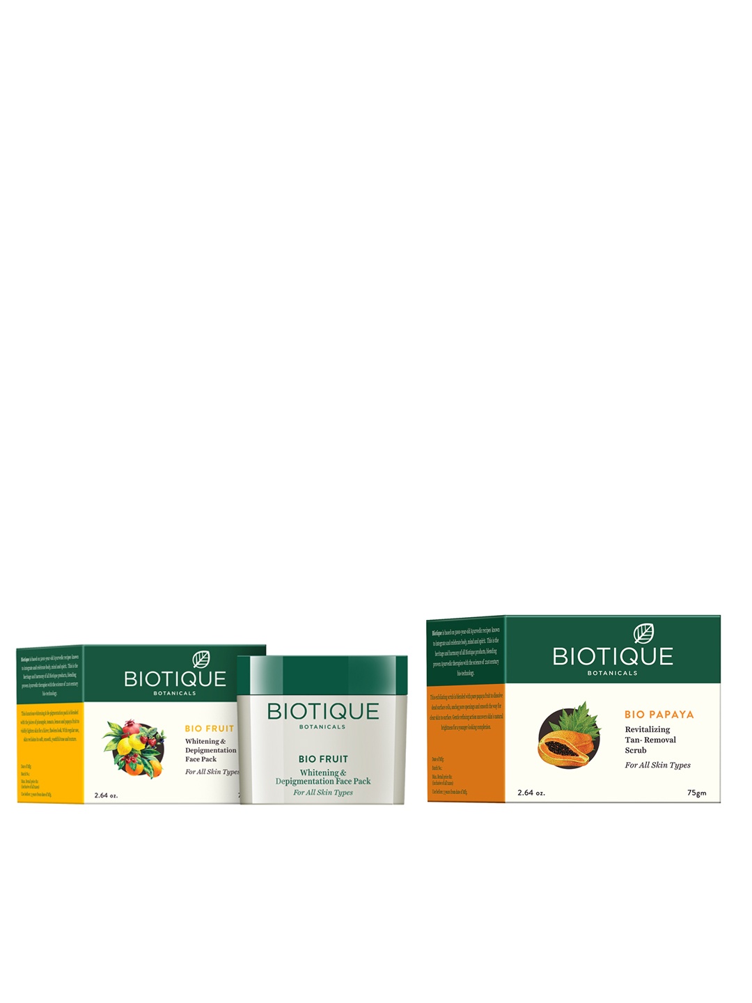 

Biotique Set of Bio Papaya Revitalising Tan-Removal Scrub & Depigmentation Face Pack, Peach