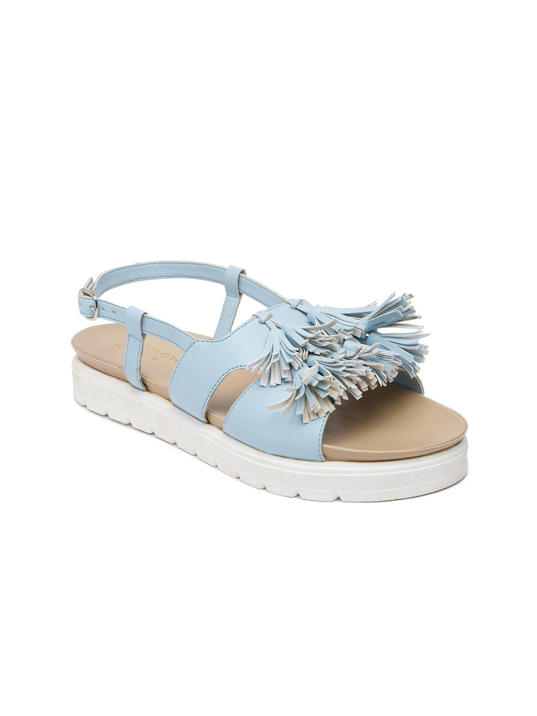 

Monrow Women Blue Solid Synthetic Open Toe Flats