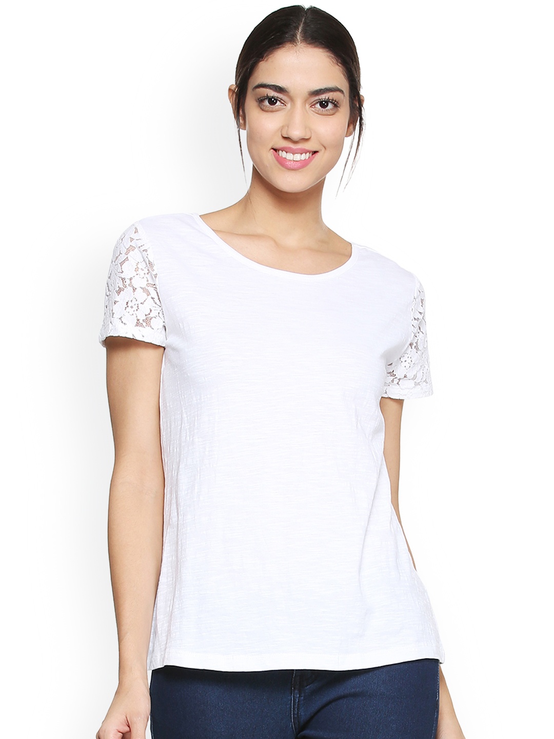

Allen Solly Woman White Self Design Pure Cotton Top
