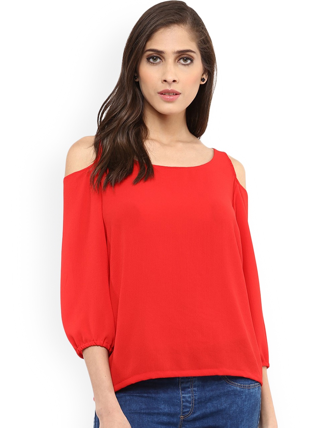 

Pannkh Women Red Solid A-Line Top