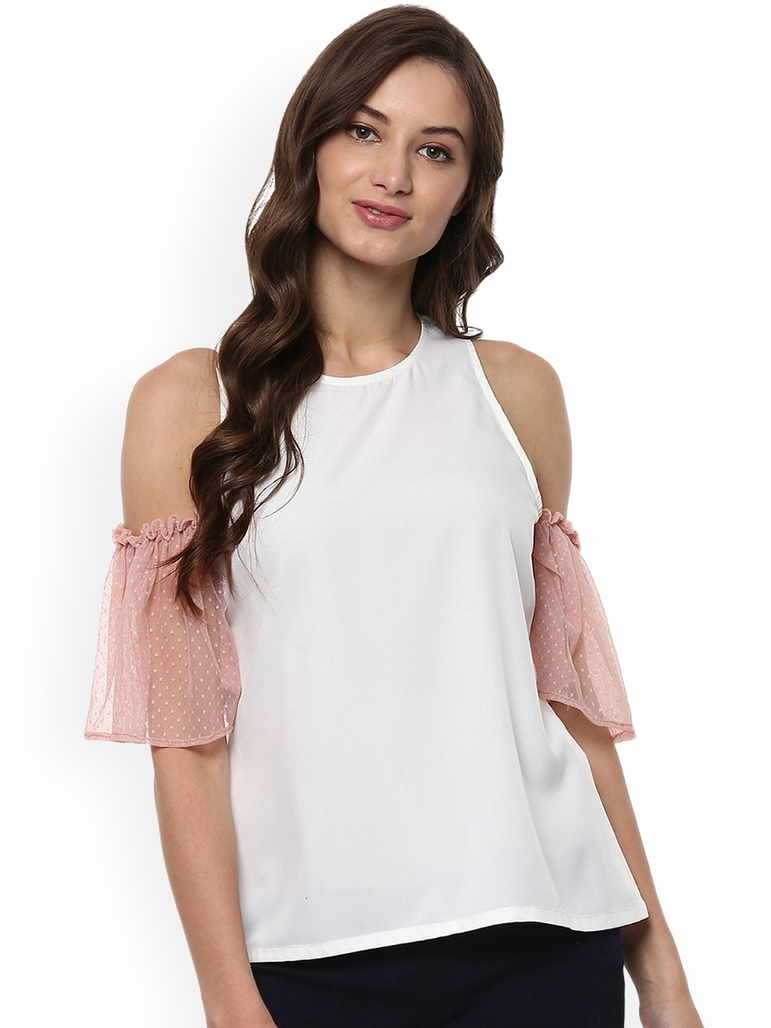 

Pannkh Women White Self Design A-Line Top