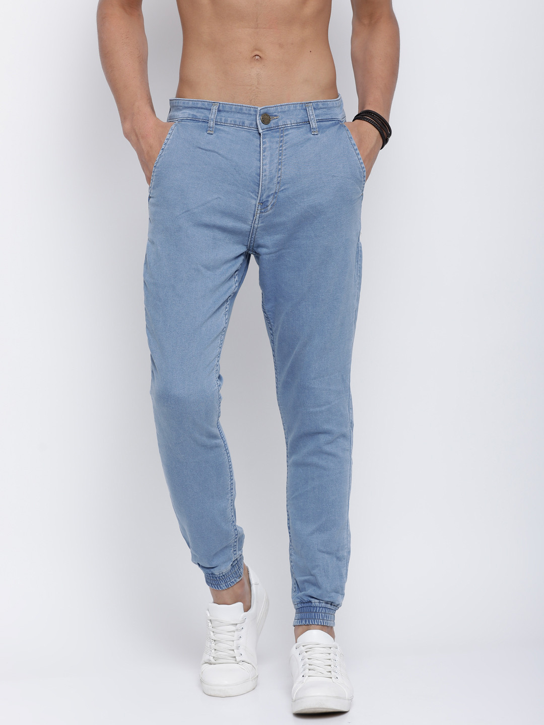 

LOCOMOTIVE Men Blue Jogger Mid-Rise Clean Look Stretchable Jeans