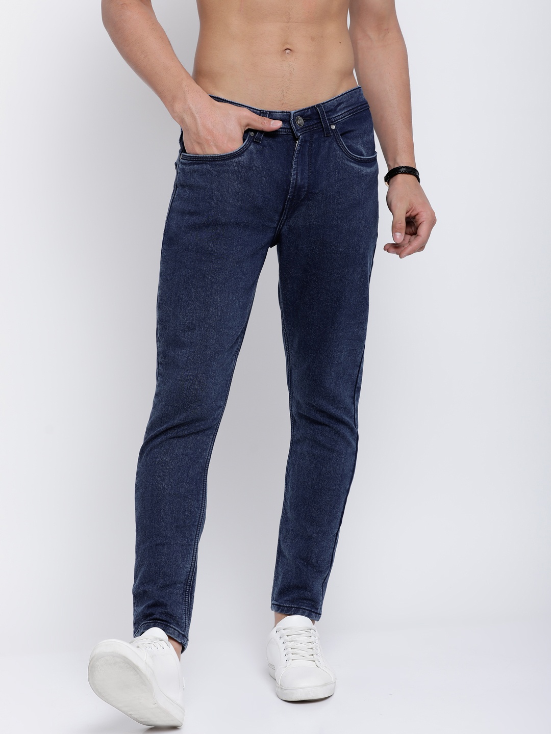 

LOCOMOTIVE Men Blue Tapered Fit Mid-Rise Clean Look Stretchable Jeans