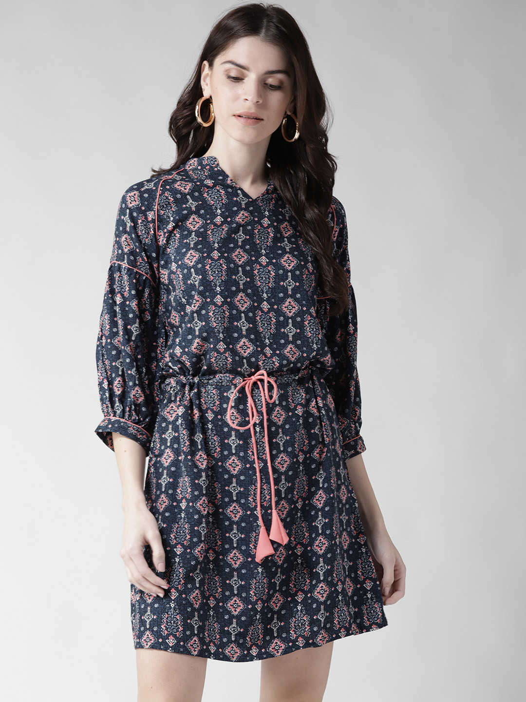 

Style Quotient Women Navy Blue Printed A-Line Dress