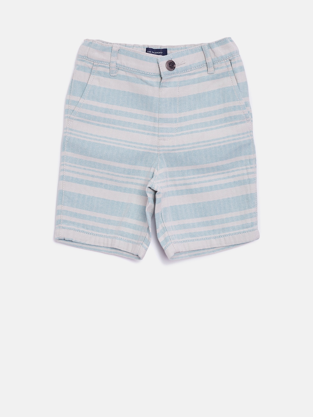 

The Childrens Place Boys Blue & Off-White Striped Regular Shorts