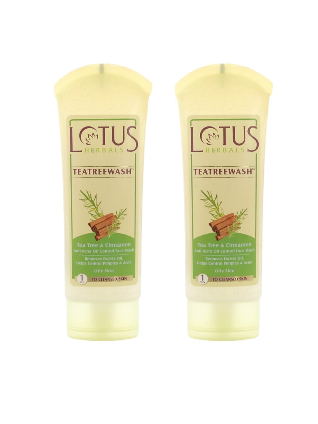Lotus Herbals Sustainable Pack of 2 Tea Tree Face Wash, White