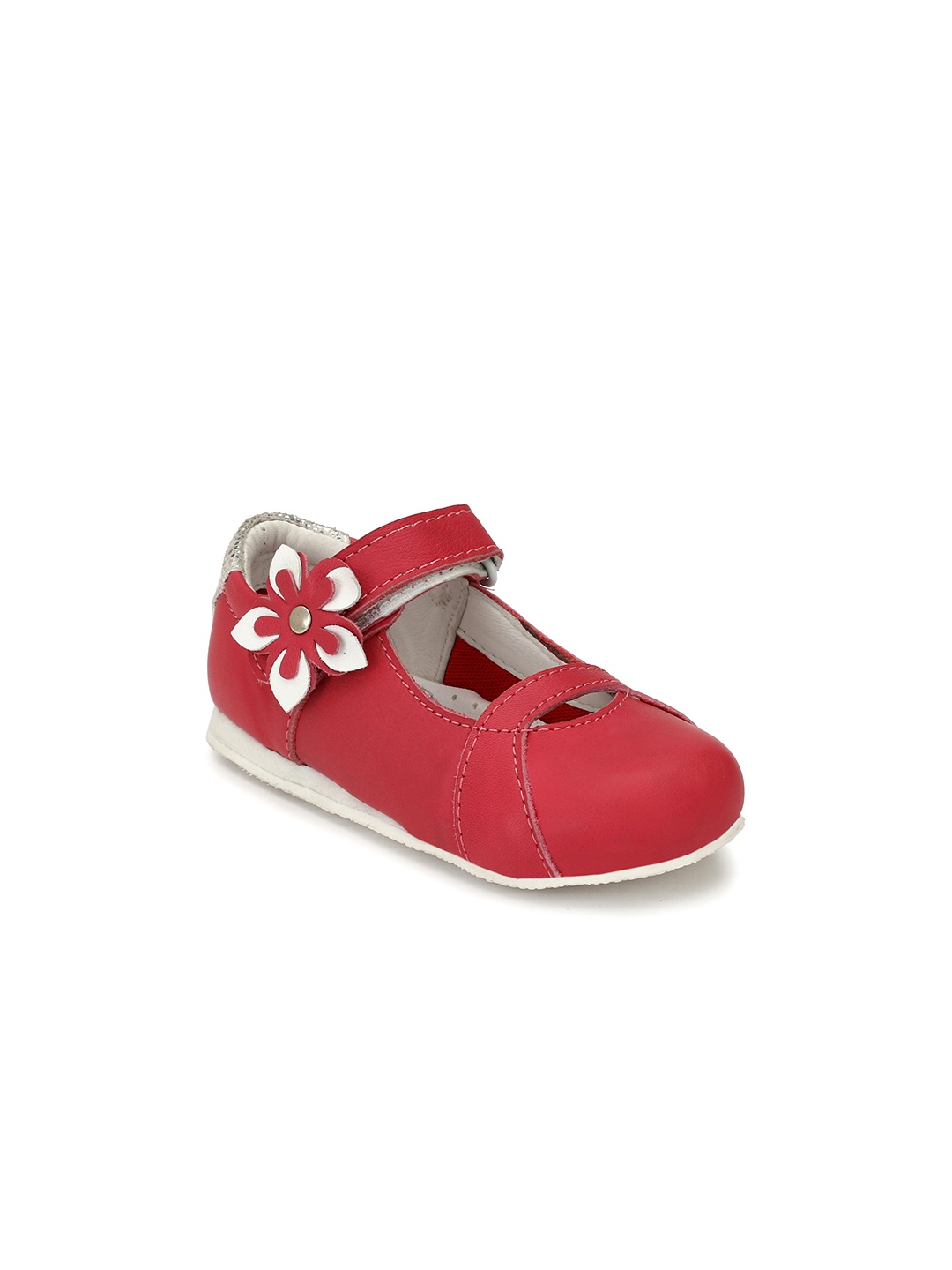 

TUSKEY Girls Pink Solid Leather Ballerinas