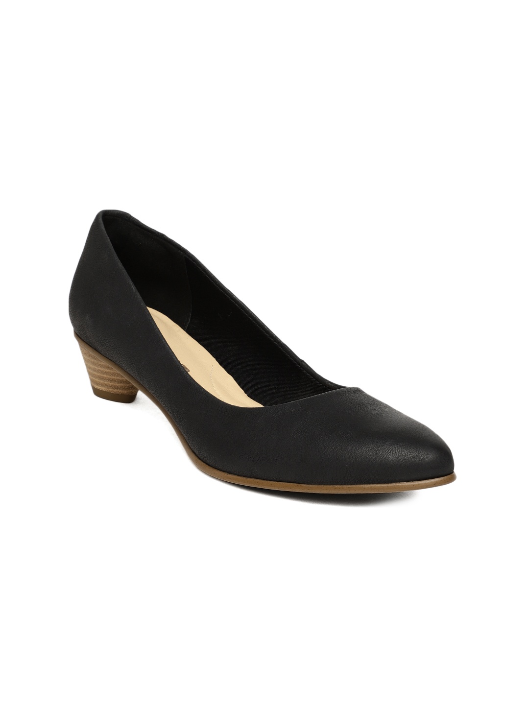 

Clarks Women Black Mena Bloom Leather Pumps