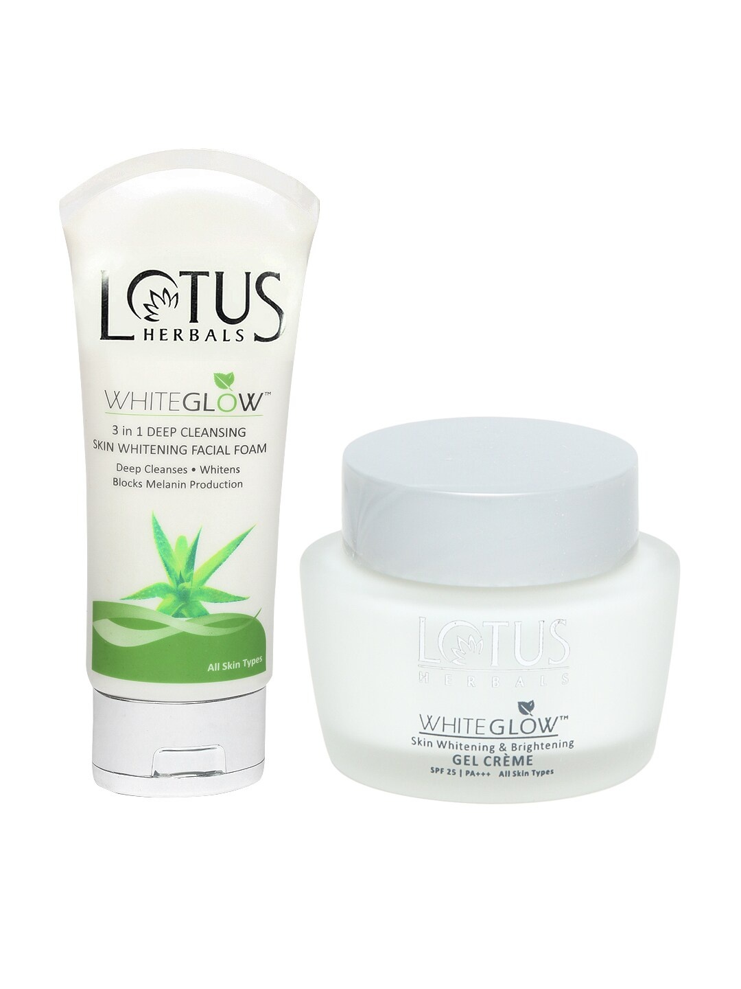 

Lotus Herbals Sustainable Set of Whitening Facial Foam Tightening Brightening Gel Creme, White